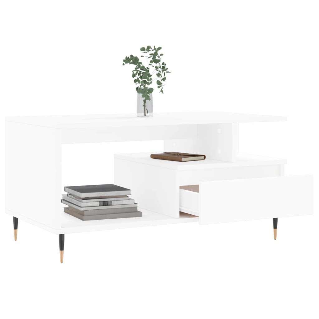 Salontafel 90x49x45 cm bewerkt hout wit is nu te koop bij PeponiXL, paradijselijk wonen!