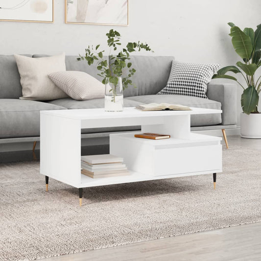 Salontafel 90x49x45 cm bewerkt hout wit is nu te koop bij PeponiXL, paradijselijk wonen!