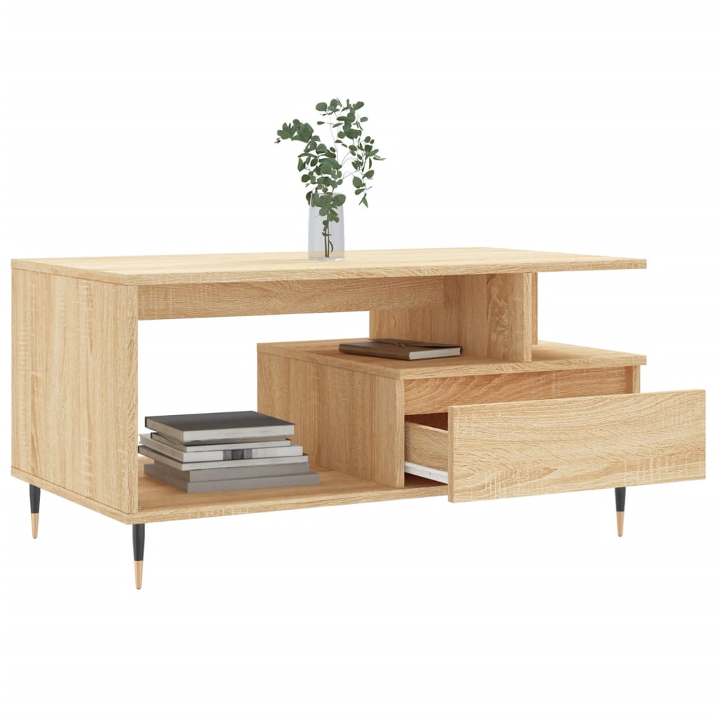 Salontafel 90x49x45 cm bewerkt hout sonoma eikenkleurig is nu te koop bij PeponiXL, paradijselijk wonen!