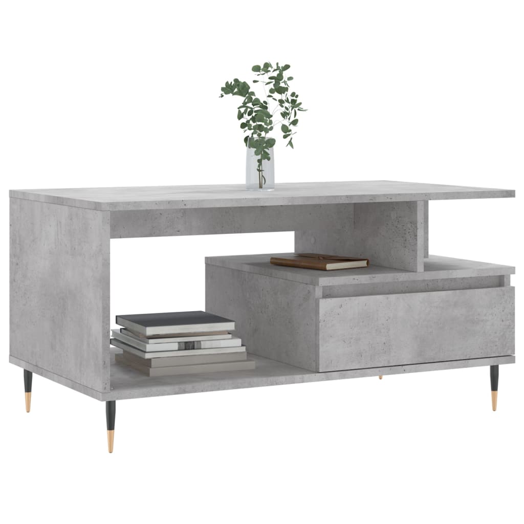 Salontafel 90x49x45 cm bewerkt hout betongrijs is nu te koop bij PeponiXL, paradijselijk wonen!