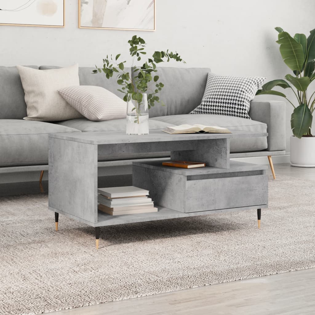 Salontafel 90x49x45 cm bewerkt hout betongrijs is nu te koop bij PeponiXL, paradijselijk wonen!