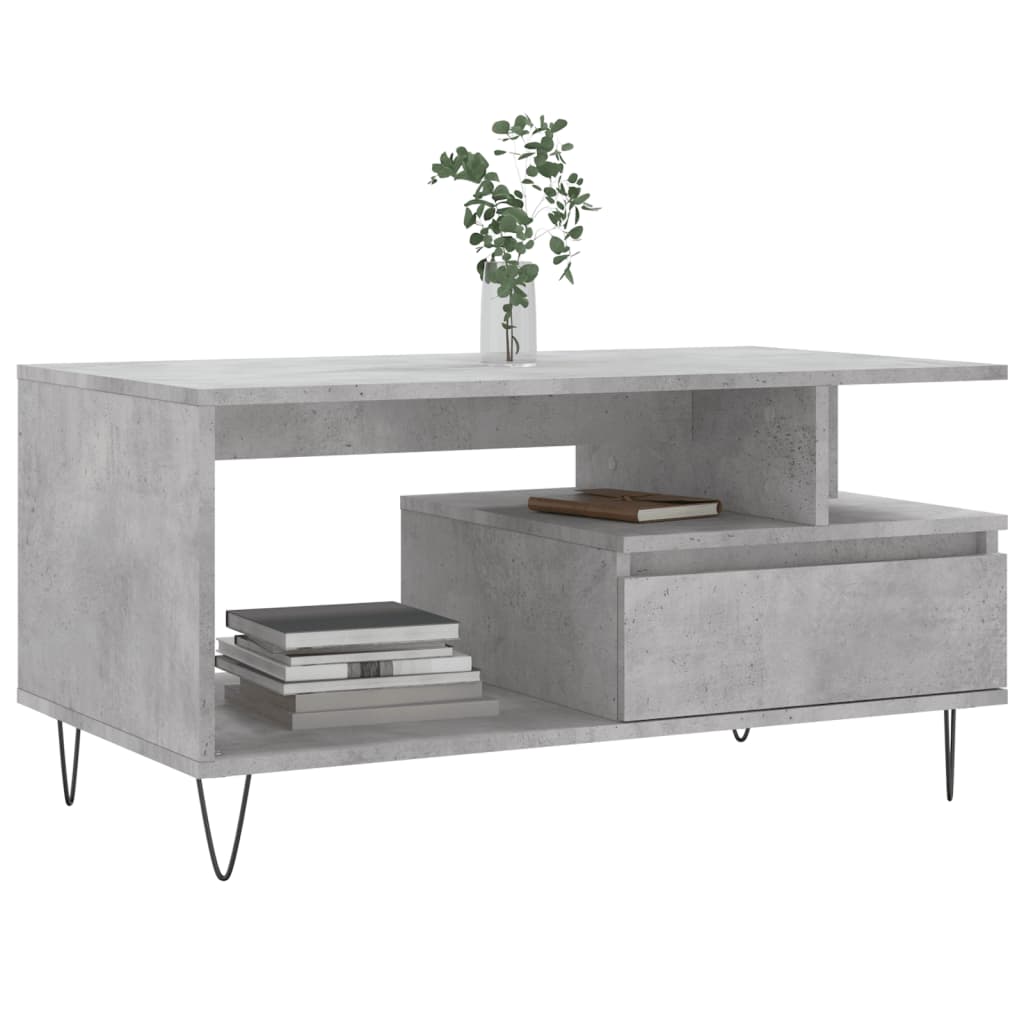 Salontafel 90x49x45 cm bewerkt hout betongrijs is nu te koop bij PeponiXL, paradijselijk wonen!