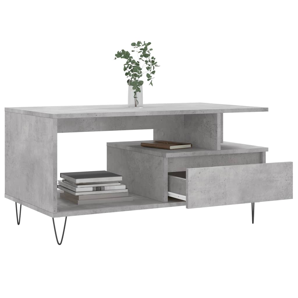 Salontafel 90x49x45 cm bewerkt hout betongrijs is nu te koop bij PeponiXL, paradijselijk wonen!
