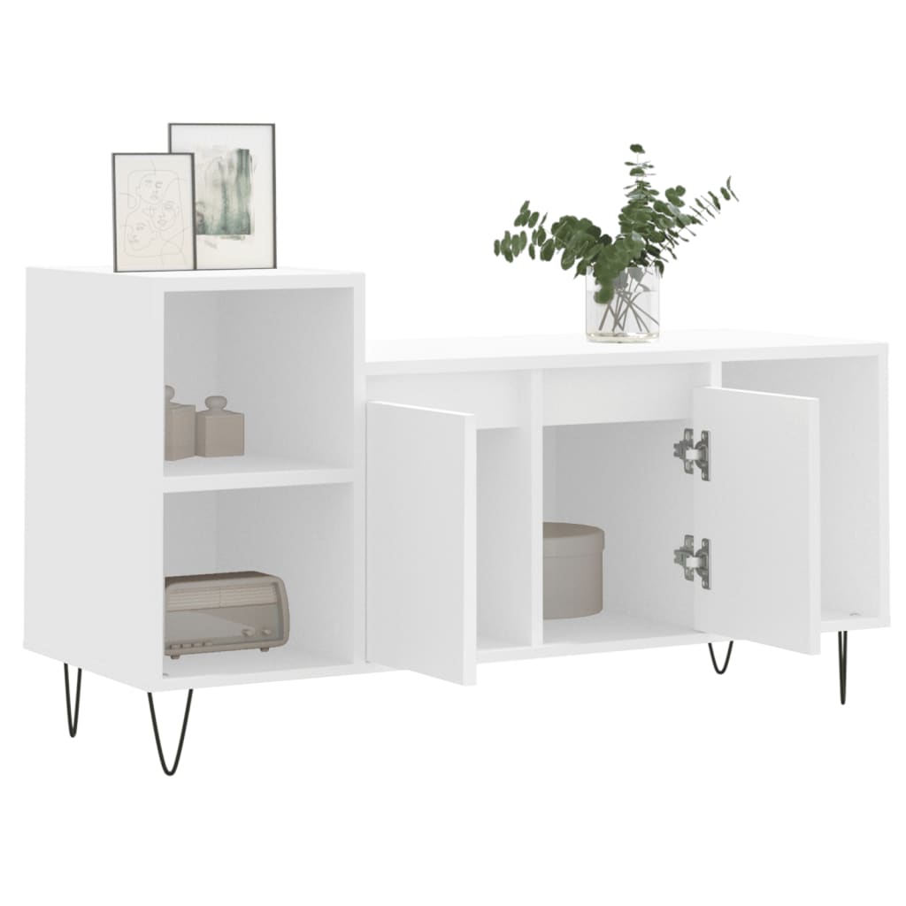 Tv-meubel 100x35x55 cm bewerkt hout wit is nu te koop bij PeponiXL, paradijselijk wonen!