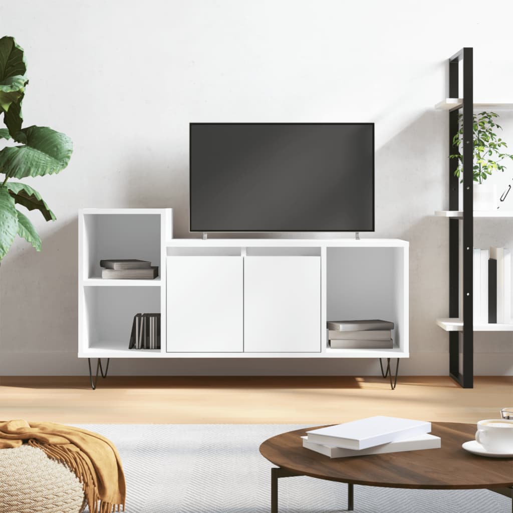 Tv-meubel 100x35x55 cm bewerkt hout wit is nu te koop bij PeponiXL, paradijselijk wonen!
