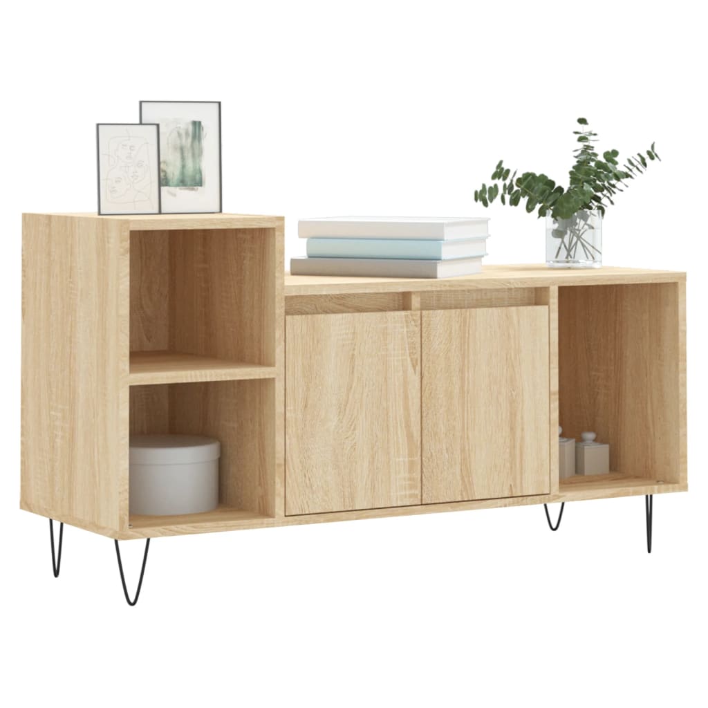 Tv-meubel 100x35x55 cm bewerkt hout sonoma eikenkleurig is nu te koop bij PeponiXL, paradijselijk wonen!