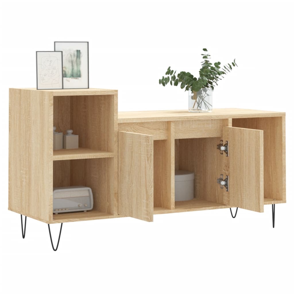 Tv-meubel 100x35x55 cm bewerkt hout sonoma eikenkleurig is nu te koop bij PeponiXL, paradijselijk wonen!