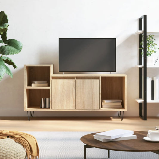 Tv-meubel 100x35x55 cm bewerkt hout sonoma eikenkleurig is nu te koop bij PeponiXL, paradijselijk wonen!