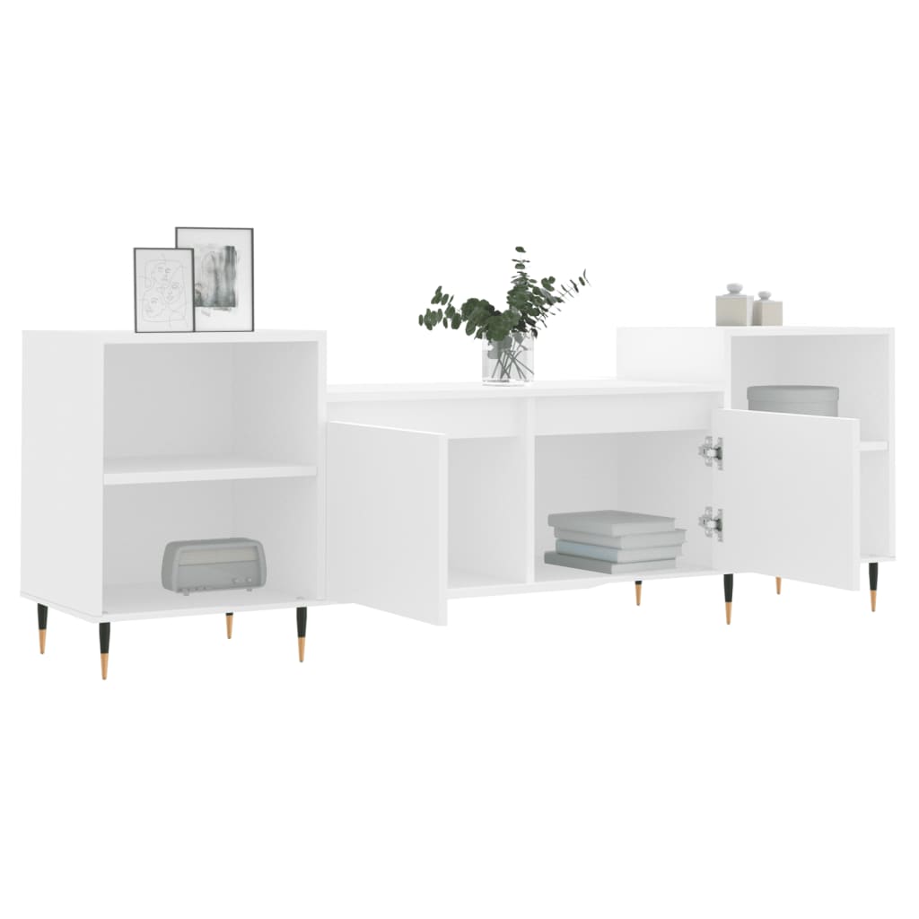 Tv-meubel 160x35x55 cm bewerkt hout wit is nu te koop bij PeponiXL, paradijselijk wonen!