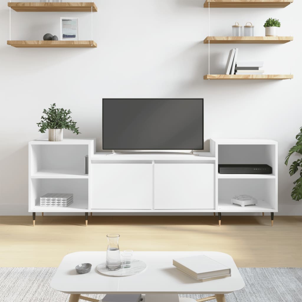 Tv-meubel 160x35x55 cm bewerkt hout wit is nu te koop bij PeponiXL, paradijselijk wonen!