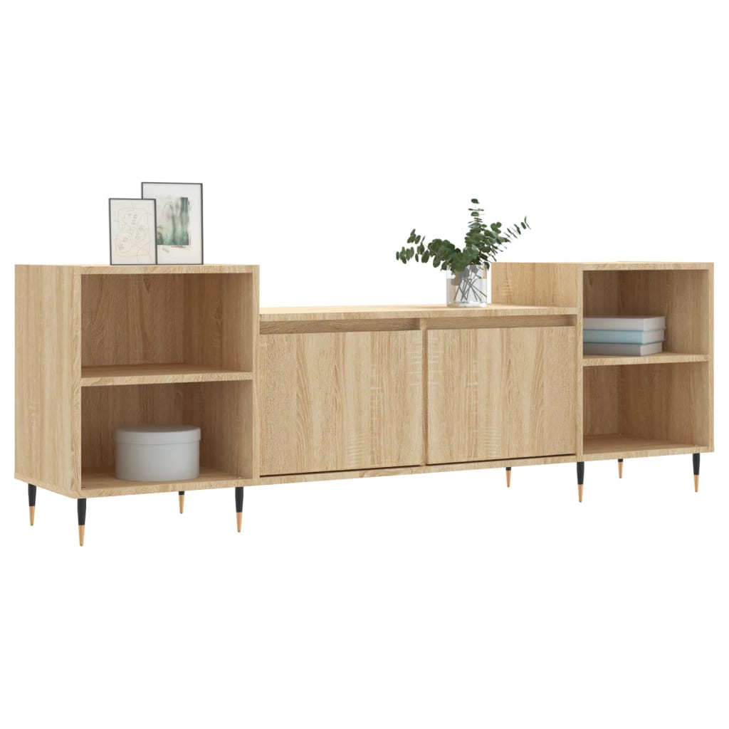 Tv-meubel 160x35x55 cm bewerkt hout sonoma eikenkleurig is nu te koop bij PeponiXL, paradijselijk wonen!
