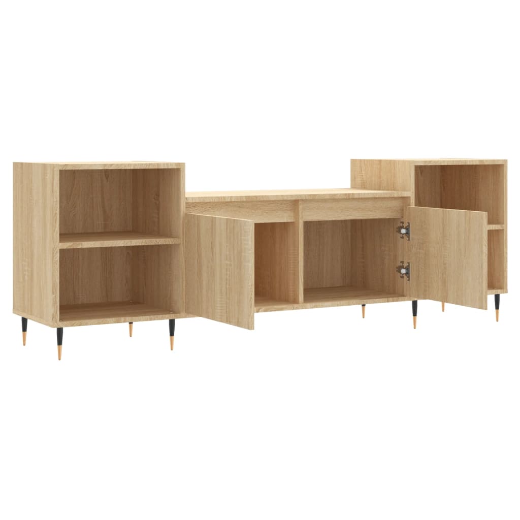 Tv-meubel 160x35x55 cm bewerkt hout sonoma eikenkleurig is nu te koop bij PeponiXL, paradijselijk wonen!