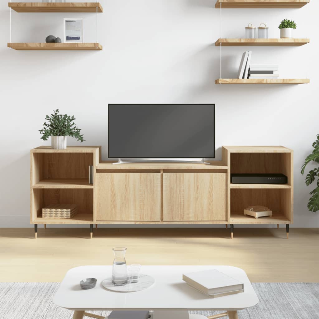 Tv-meubel 160x35x55 cm bewerkt hout sonoma eikenkleurig is nu te koop bij PeponiXL, paradijselijk wonen!
