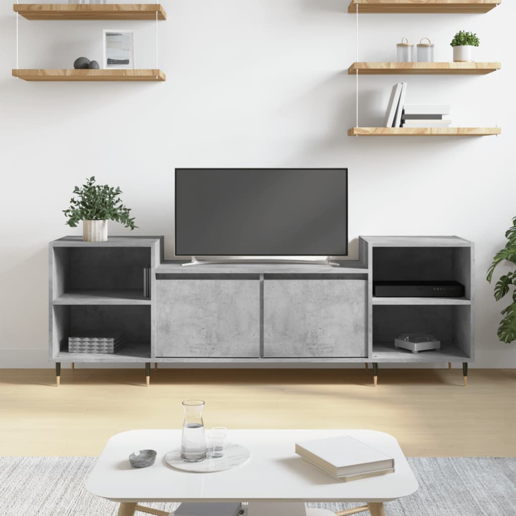 Tv-meubel 160x35x55 cm bewerkt hout betongrijs is nu te koop bij PeponiXL, paradijselijk wonen!