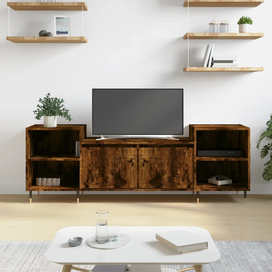 Tv-meubel 160x35x55 cm bewerkt hout gerookt eikenkleurig is nu te koop bij PeponiXL, paradijselijk wonen!