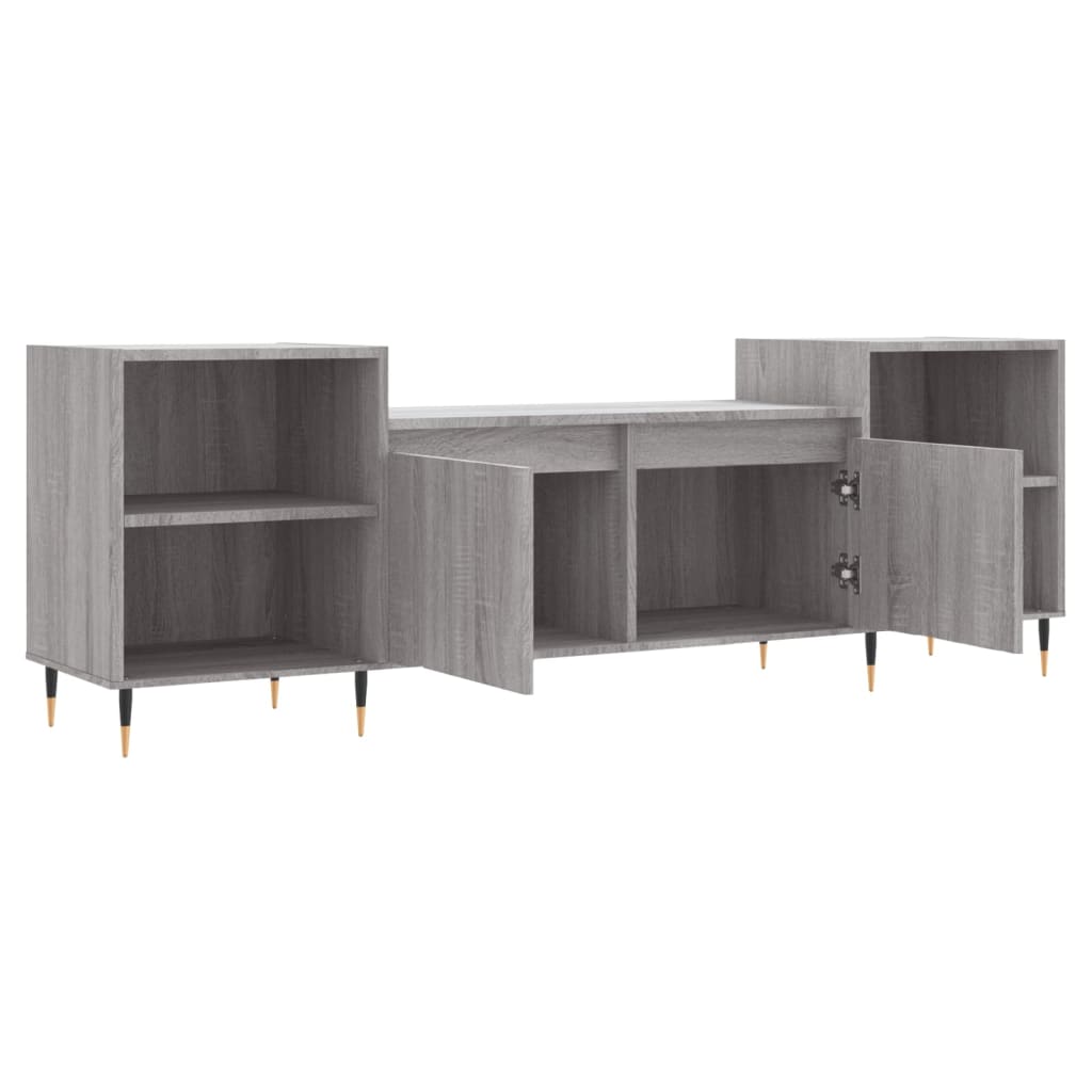 Tv-meubel 160x35x55 cm bewerkt hout grijs sonoma eikenkleurig is nu te koop bij PeponiXL, paradijselijk wonen!