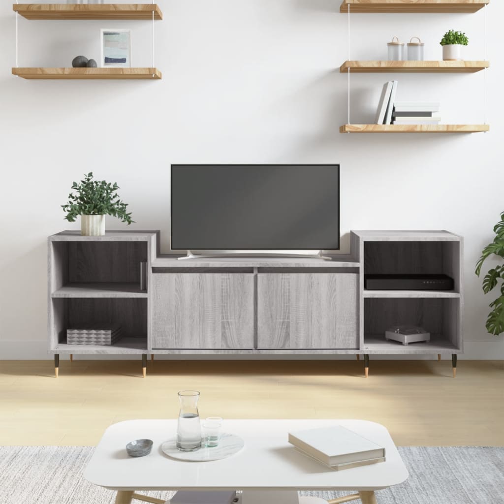 Tv-meubel 160x35x55 cm bewerkt hout grijs sonoma eikenkleurig is nu te koop bij PeponiXL, paradijselijk wonen!