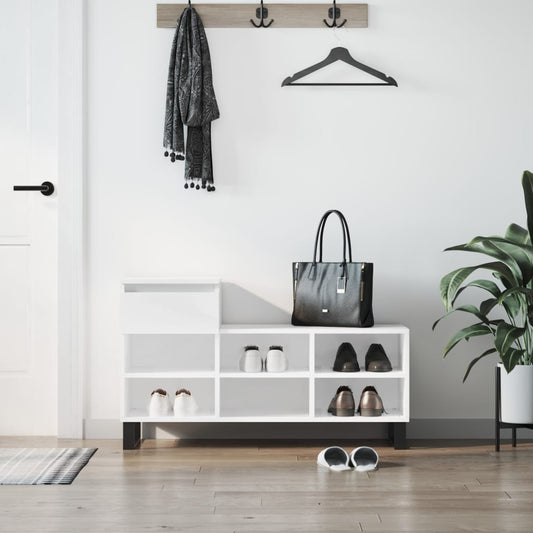 Schoenenkast 102x36x60 cm bewerkt hout hoogglans wit is nu te koop bij PeponiXL, paradijselijk wonen!