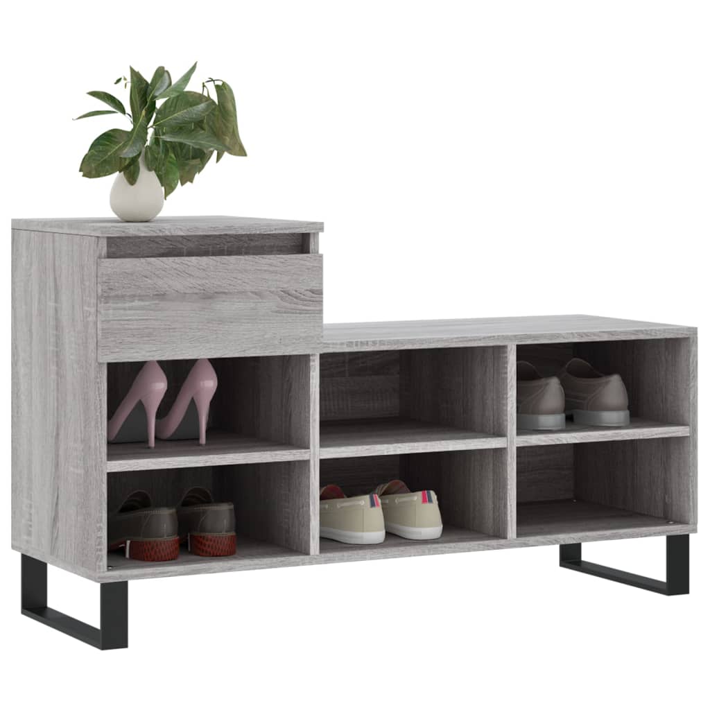 Schoenenkast 102x36x60 cm bewerkt hout sonoma grijs is nu te koop bij PeponiXL, paradijselijk wonen!