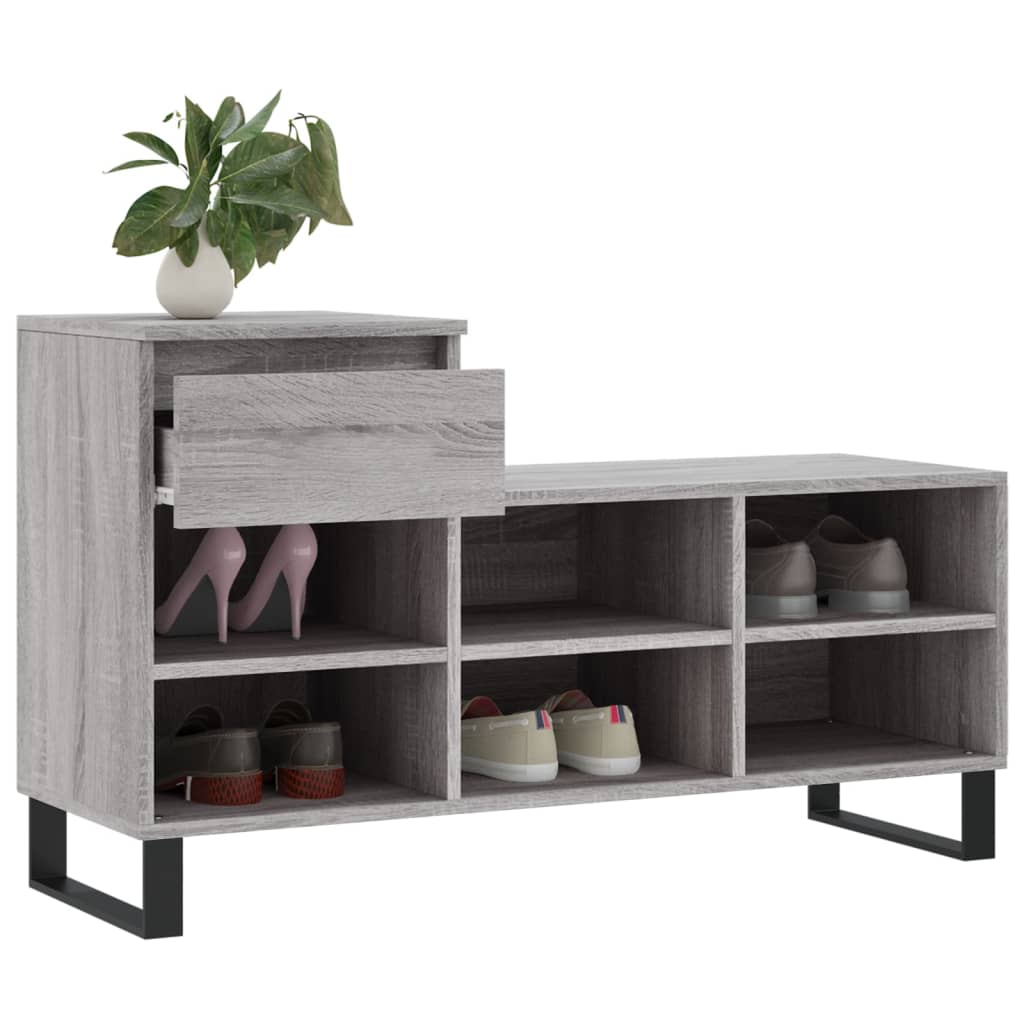 Schoenenkast 102x36x60 cm bewerkt hout sonoma grijs is nu te koop bij PeponiXL, paradijselijk wonen!