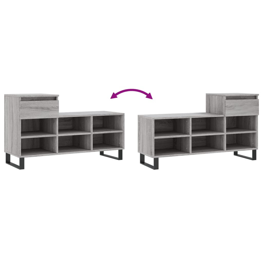 Schoenenkast 102x36x60 cm bewerkt hout sonoma grijs is nu te koop bij PeponiXL, paradijselijk wonen!