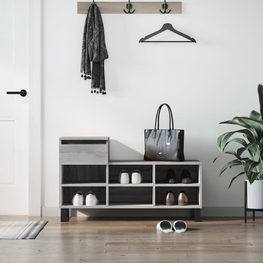 Schoenenkast 102x36x60 cm bewerkt hout sonoma grijs is nu te koop bij PeponiXL, paradijselijk wonen!
