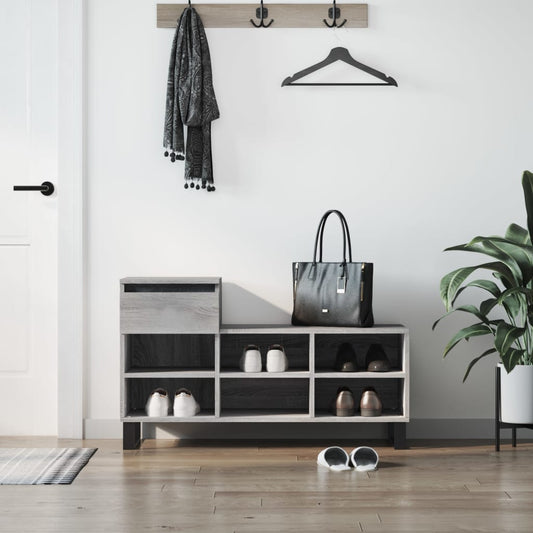 Schoenenkast 102x36x60 cm bewerkt hout sonoma grijs is nu te koop bij PeponiXL, paradijselijk wonen!