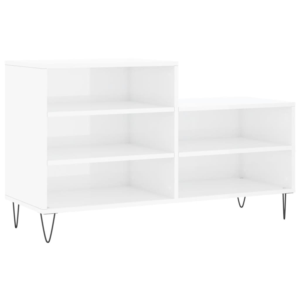 Schoenenkast 102x36x60 cm bewerkt hout hoogglans wit is nu te koop bij PeponiXL, paradijselijk wonen!