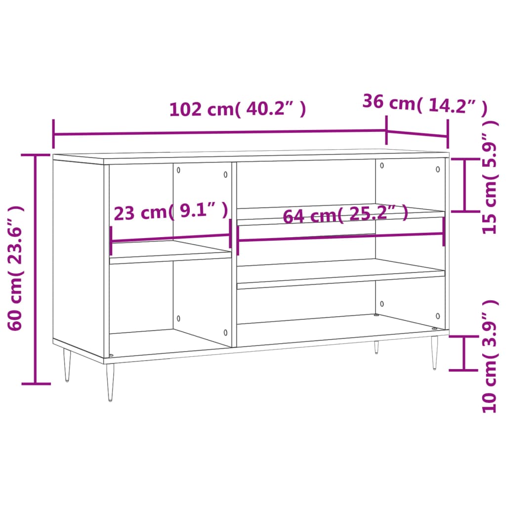 Schoenenkast 102x36x60 cm bewerkt hout hoogglans wit is nu te koop bij PeponiXL, paradijselijk wonen!
