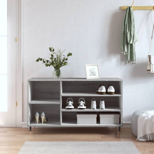 Schoenenkast 102x36x60 cm bewerkt hout sonoma grijs is nu te koop bij PeponiXL, paradijselijk wonen!