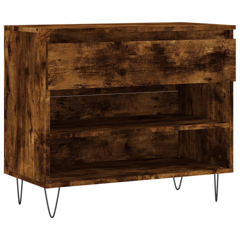 Schoenenkast 70x36x60 cm bewerkt hout gerookt eikenkleurig is nu te koop bij PeponiXL, paradijselijk wonen!