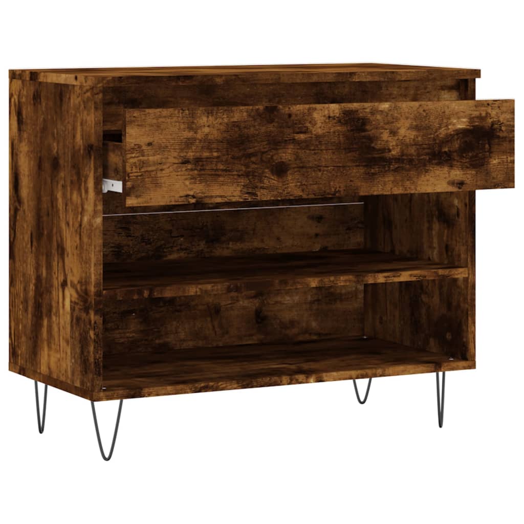 Schoenenkast 70x36x60 cm bewerkt hout gerookt eikenkleurig is nu te koop bij PeponiXL, paradijselijk wonen!