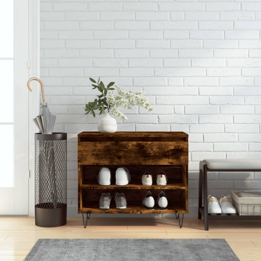 Schoenenkast 70x36x60 cm bewerkt hout gerookt eikenkleurig is nu te koop bij PeponiXL, paradijselijk wonen!