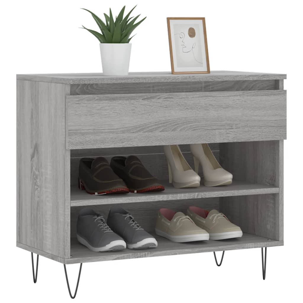 Schoenenkast 70x36x60 cm bewerkt hout sonoma grijs is nu te koop bij PeponiXL, paradijselijk wonen!