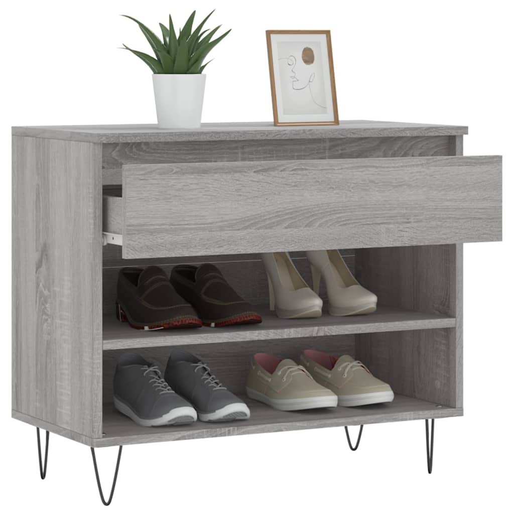 Schoenenkast 70x36x60 cm bewerkt hout sonoma grijs is nu te koop bij PeponiXL, paradijselijk wonen!