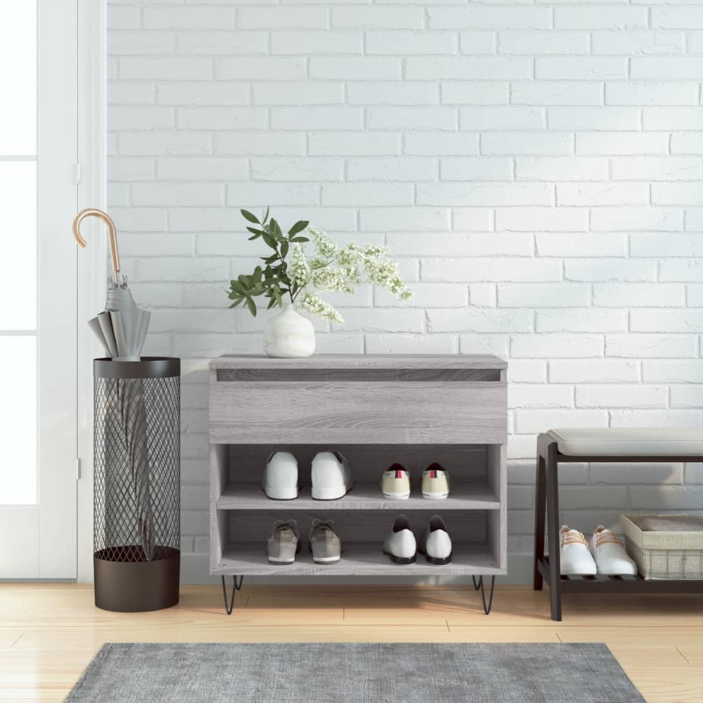 Schoenenkast 70x36x60 cm bewerkt hout sonoma grijs is nu te koop bij PeponiXL, paradijselijk wonen!