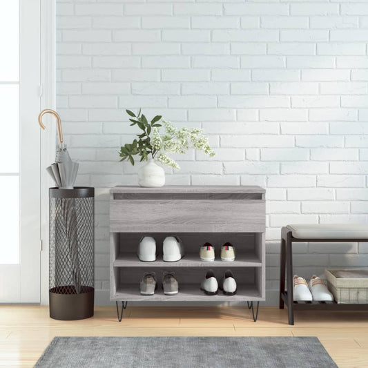 Schoenenkast 70x36x60 cm bewerkt hout sonoma grijs is nu te koop bij PeponiXL, paradijselijk wonen!