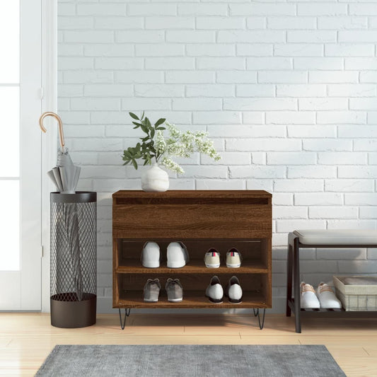 Schoenenkast 70x36x60 cm bewerkt hout bruin eikenkleur is nu te koop bij PeponiXL, paradijselijk wonen!