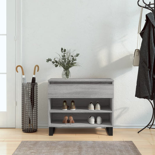 Schoenenkast 70x36x60 cm bewerkt hout sonoma grijs is nu te koop bij PeponiXL, paradijselijk wonen!