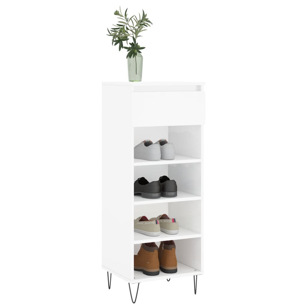Schoenenkast 40x36x105 cm bewerkt hout hoogglans wit is nu te koop bij PeponiXL, paradijselijk wonen!