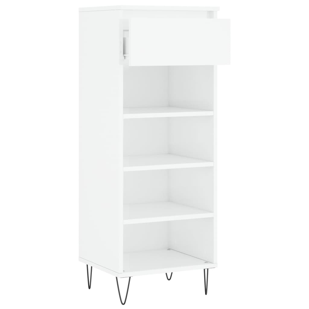 Schoenenkast 40x36x105 cm bewerkt hout hoogglans wit is nu te koop bij PeponiXL, paradijselijk wonen!