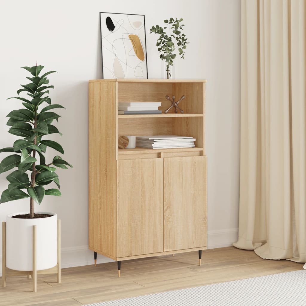 Hoge kast 60x36x110 cm bewerkt hout sonoma eikenkleurig is nu te koop bij PeponiXL, paradijselijk wonen!