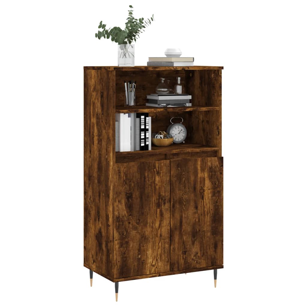 Hoge kast 60x36x110 cm bewerkt hout gerookt eikenkleurig is nu te koop bij PeponiXL, paradijselijk wonen!
