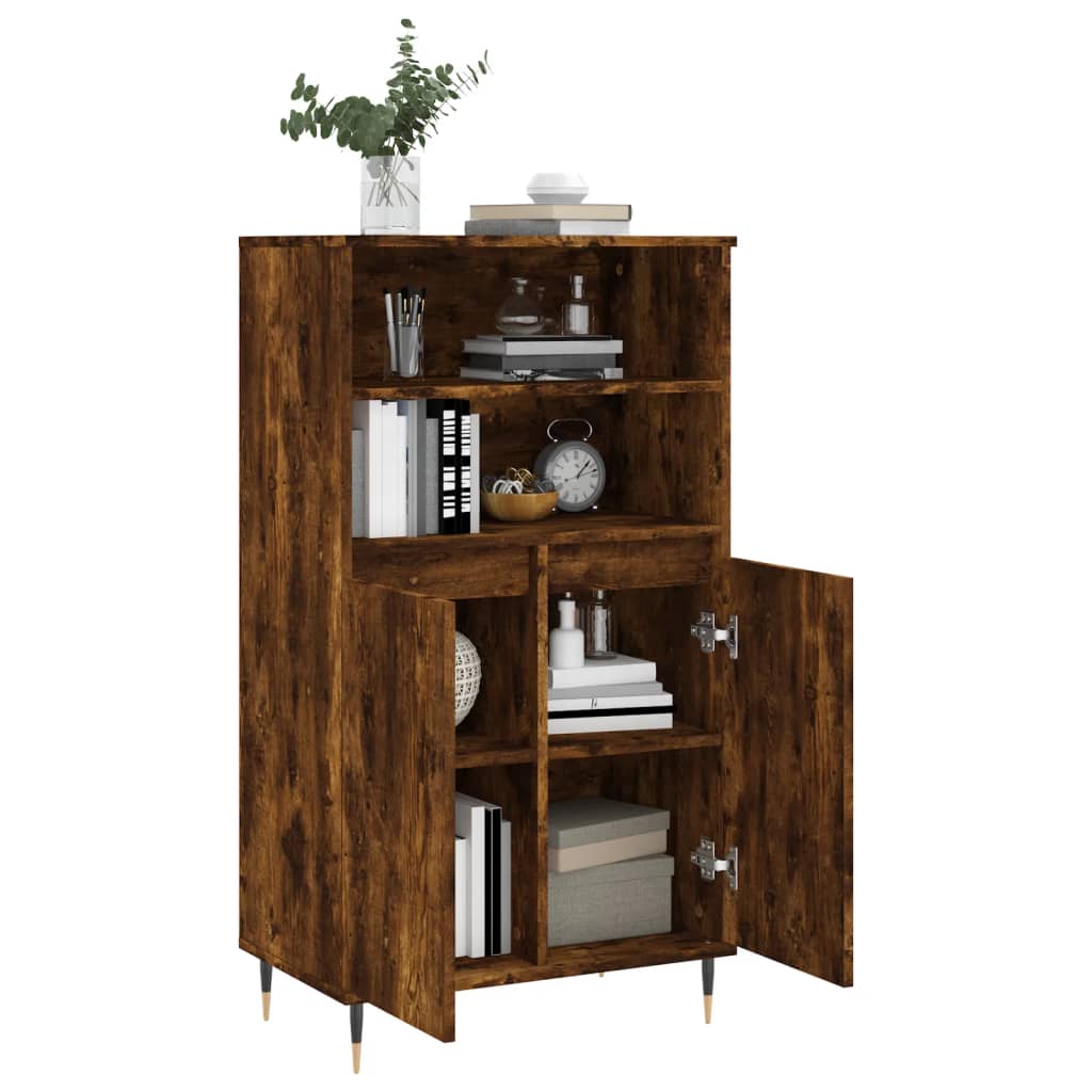 Hoge kast 60x36x110 cm bewerkt hout gerookt eikenkleurig is nu te koop bij PeponiXL, paradijselijk wonen!