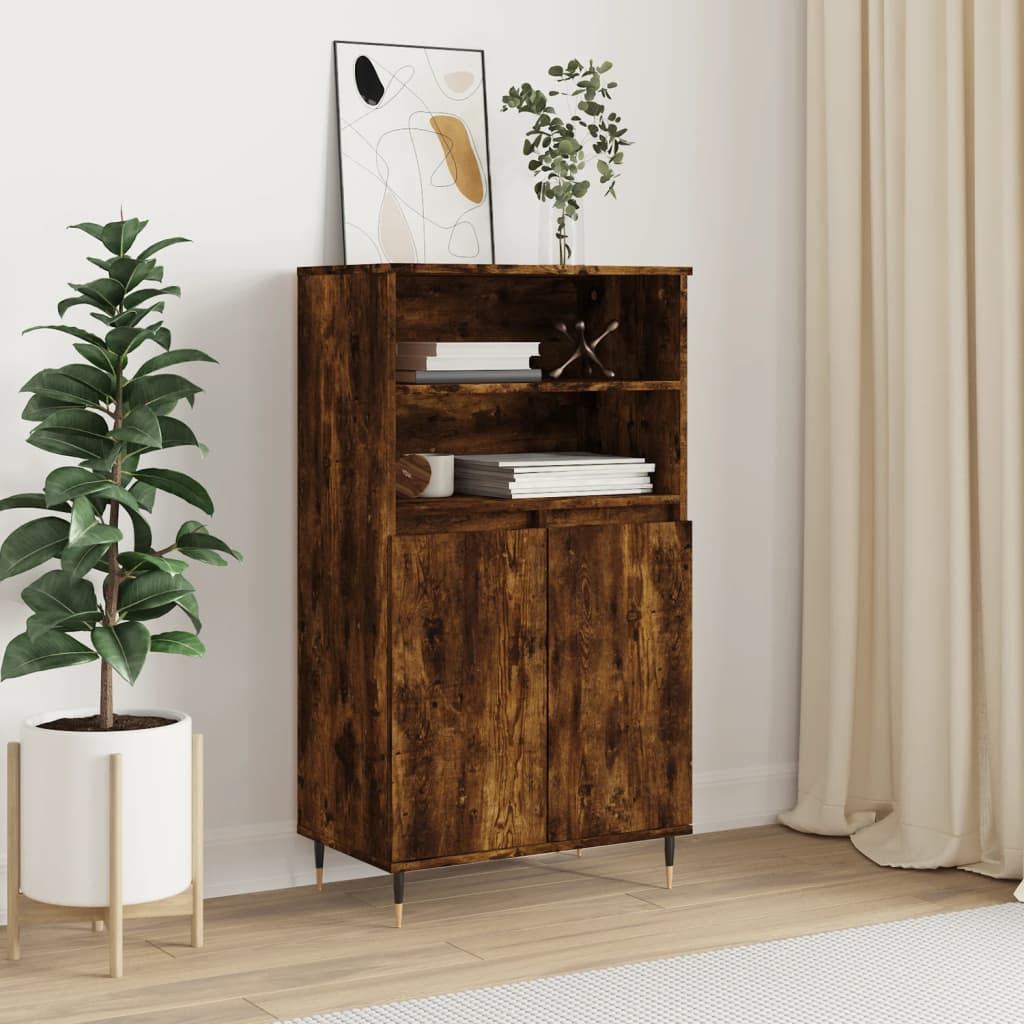 Hoge kast 60x36x110 cm bewerkt hout gerookt eikenkleurig is nu te koop bij PeponiXL, paradijselijk wonen!