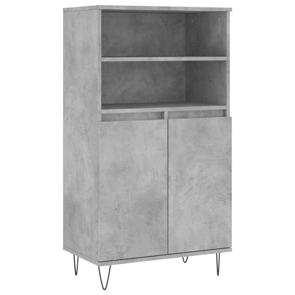 Hoge kast 60x36x110 cm bewerkt hout betongrijs is nu te koop bij PeponiXL, paradijselijk wonen!