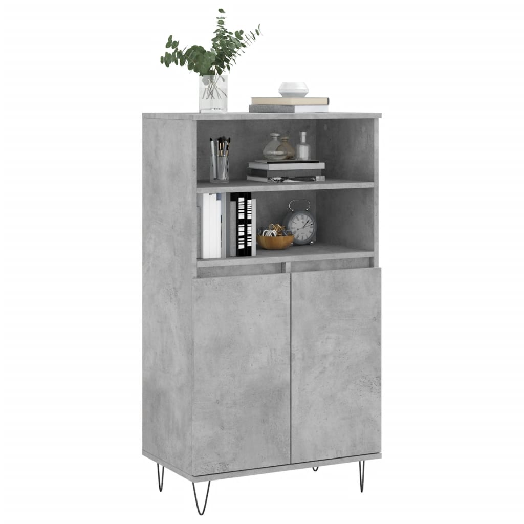 Hoge kast 60x36x110 cm bewerkt hout betongrijs is nu te koop bij PeponiXL, paradijselijk wonen!