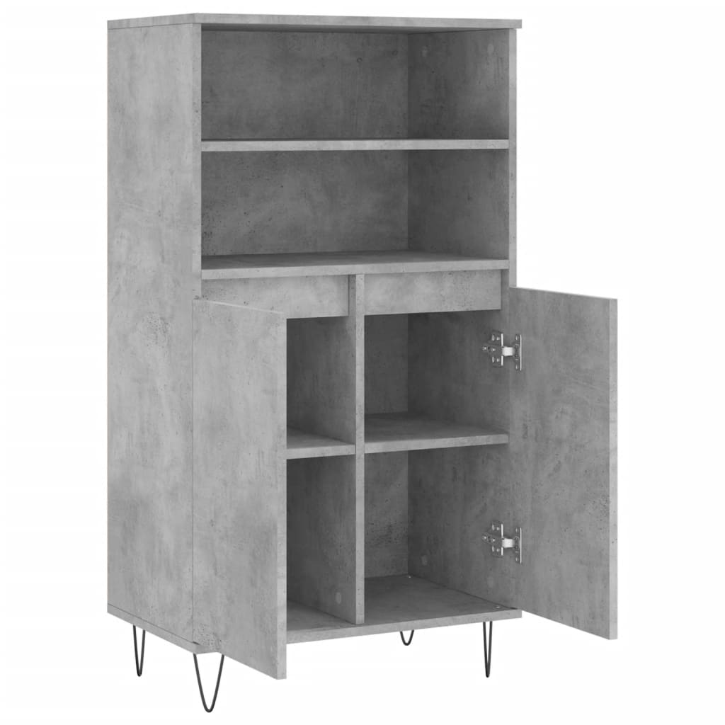 Hoge kast 60x36x110 cm bewerkt hout betongrijs is nu te koop bij PeponiXL, paradijselijk wonen!