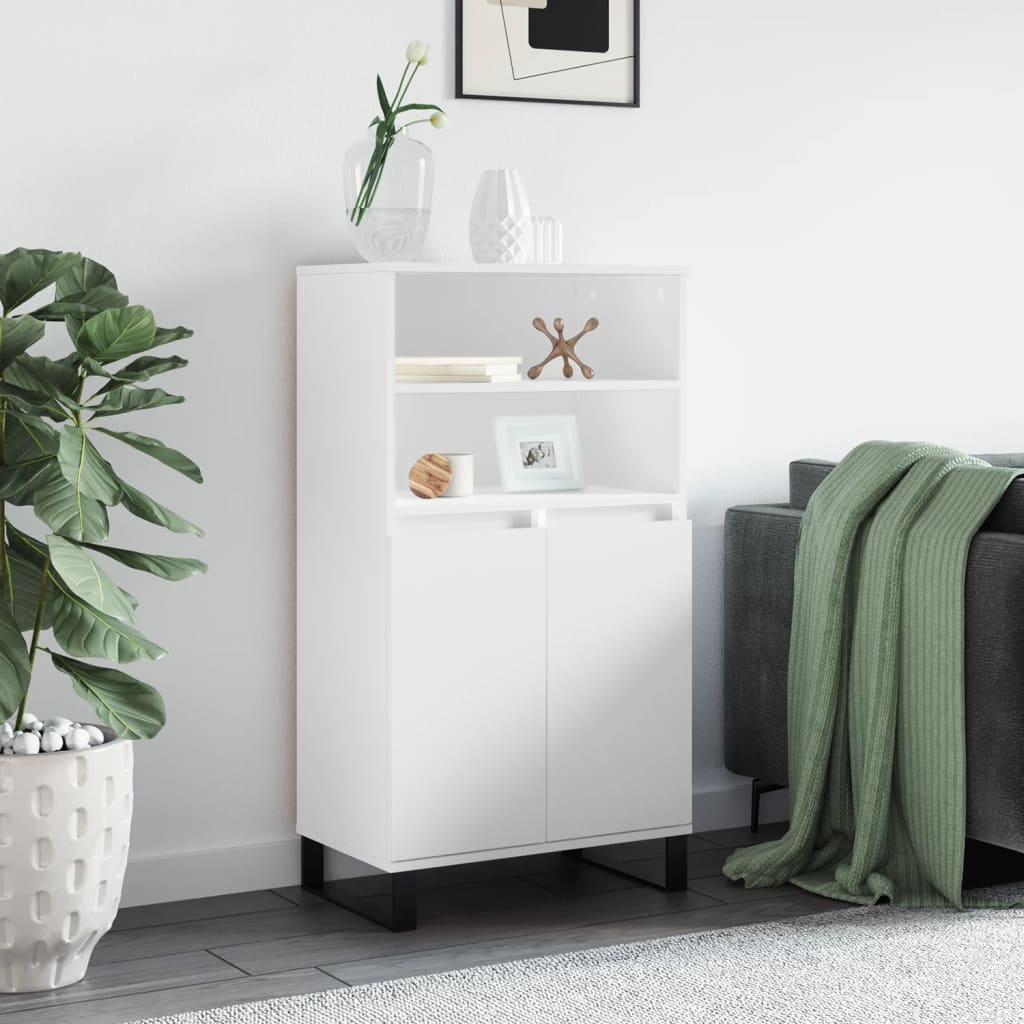 Hoge kast 60x36x110 cm bewerkt hout wit is nu te koop bij PeponiXL, paradijselijk wonen!