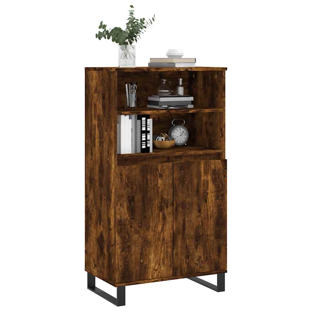Hoge kast 60x36x110 cm bewerkt hout gerookt eikenkleurig is nu te koop bij PeponiXL, paradijselijk wonen!